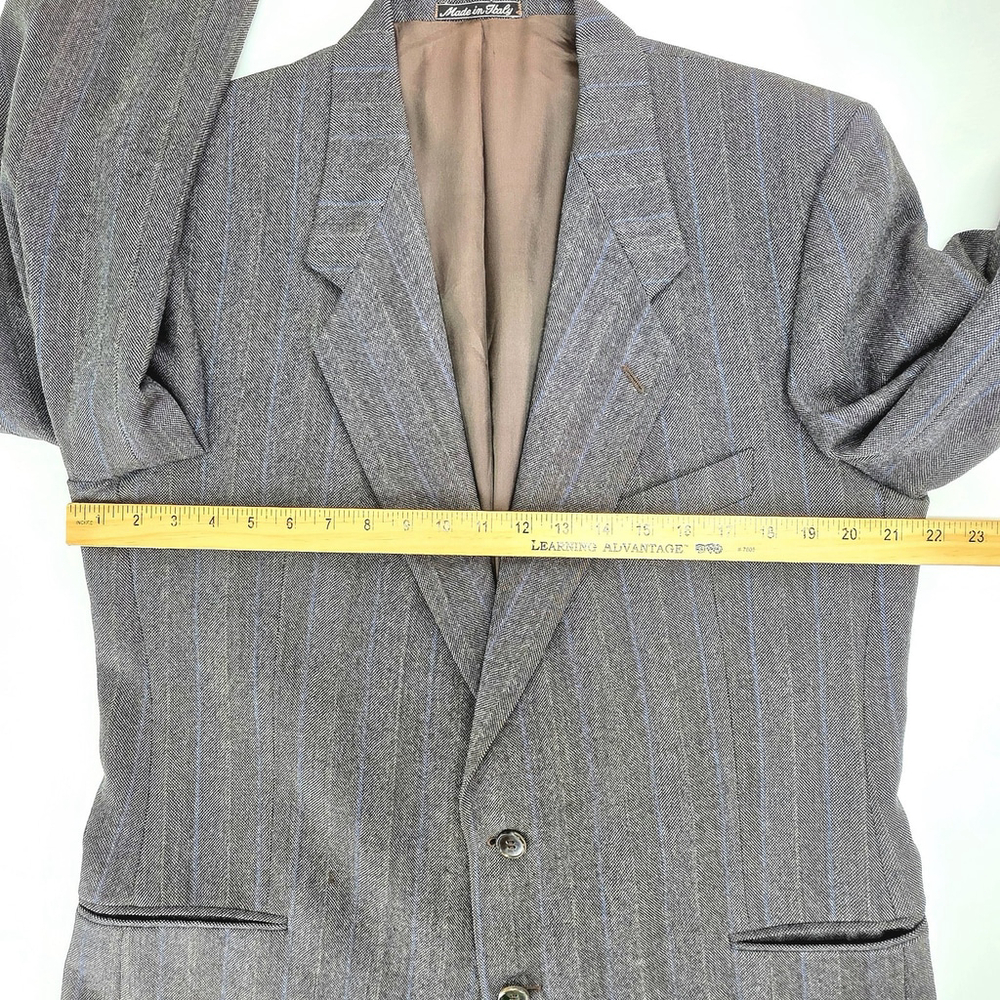 Montebello Italian Wool Blazer Men 42R Gray Blue Pinstripe Quite Luxury - Picture 12 of 16
